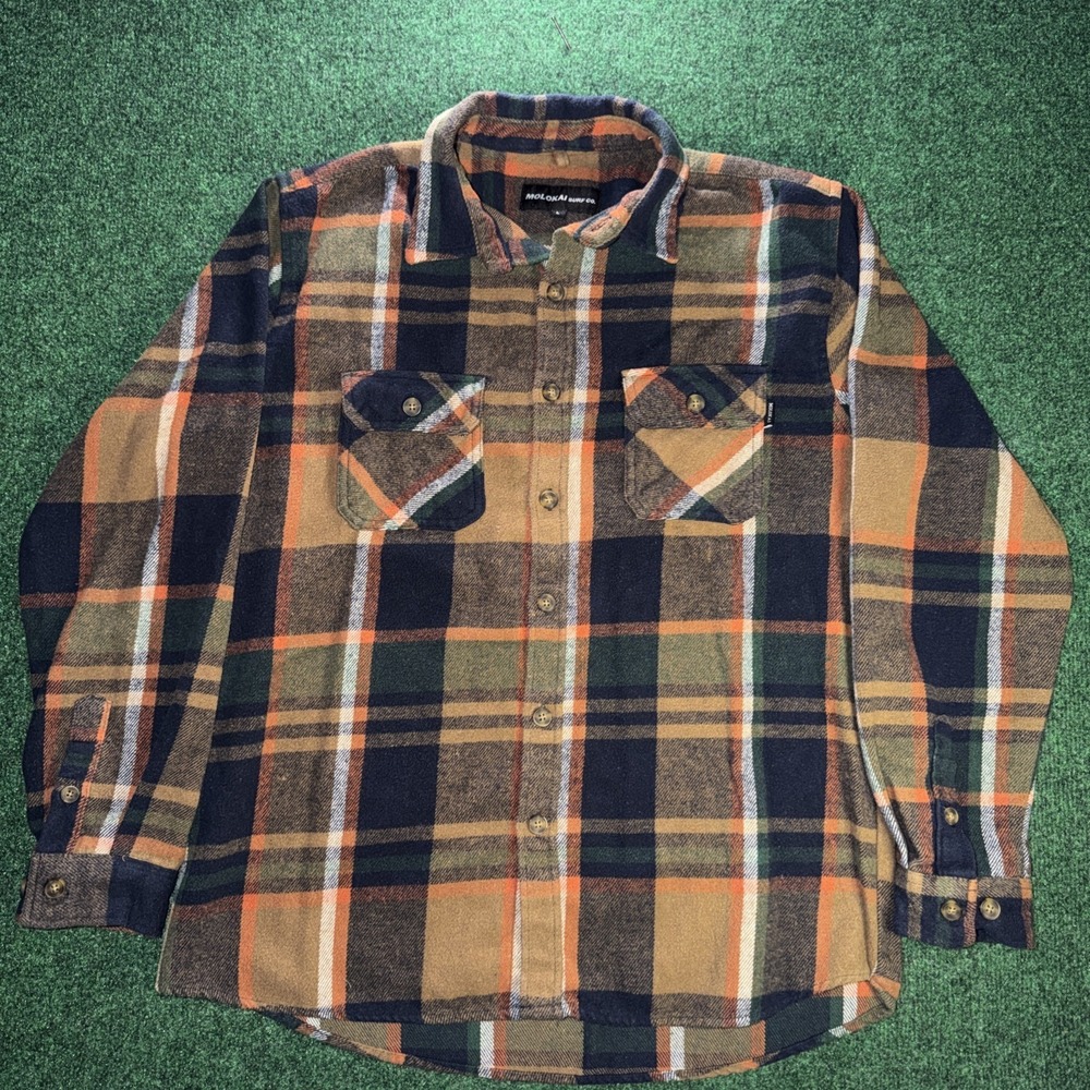 Molokai Surf Co Flannel Men's Size Large Multicolor W/ Pockets